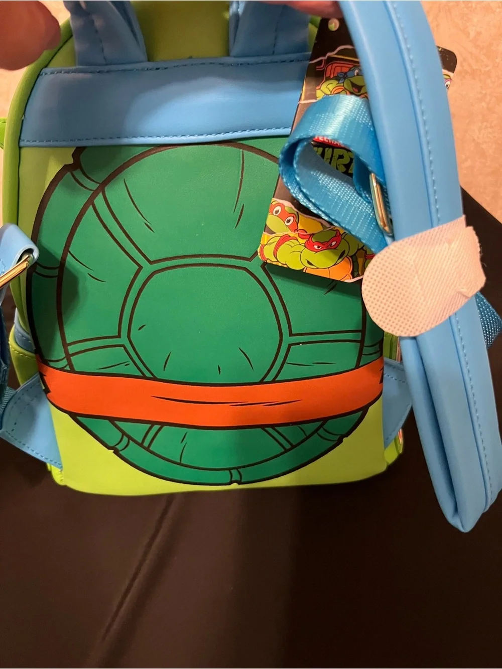 Green Turtle Character Kids Mini Backpack with Blue Accent